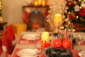 decorated christmas tree with present boxes. Christmas gift Happy holidays! Decorated Christmas tree on blurred