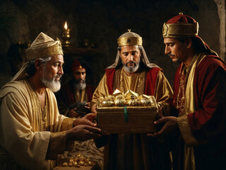 portrait of the three wise men with gifts