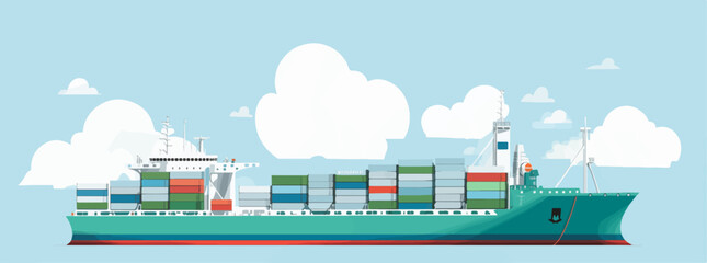 new energy cargo container green ship in the sea