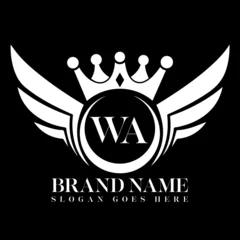 Foto op Canvas WAA Letter Initial with Royal Luxury Logo and Wings Symbol. Wings design element, initial Letter logo Icon, Initial Logo Template design © Mahfuz