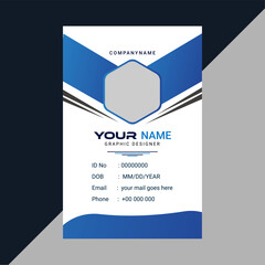 Vector corporate id card professional id card design template with Blue black. corporate modern business id card design template. Company employee id card template Vector