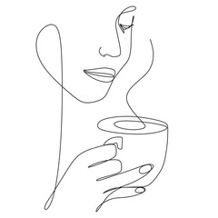 Woman drinking coffee. Coffee vector one illustration.