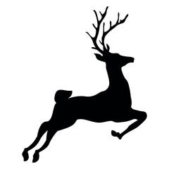 minimalist deer silhouette, deer icon, reindeer black silhouette