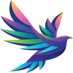 illustration of a bird, abstract blue bird