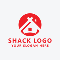 shack hut logo design vector
