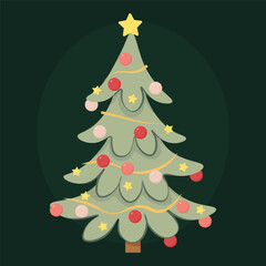 Decorated Christmas tree on a dark background