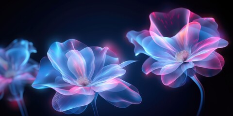Beautiful abstract neon light transparent floral design background. beautiful Generative AI AIG32