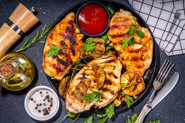 Grilled roasted chicken fillet