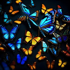 Colorful Butterfly on black, generated using AI