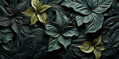 AI Generated. AI Generative. Plant decorative leaves botanical pattern background. Beautiful plants concept 