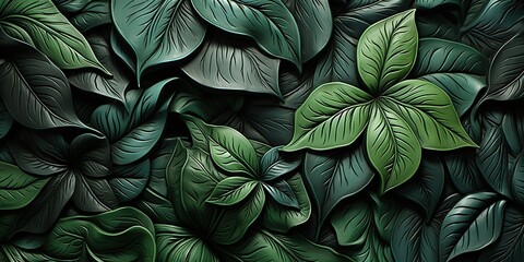 AI Generated. AI Generative. Plant decorative leaves botanical pattern background. Graphic Art - obrazy, fototapety, plakaty