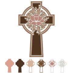 Celtic cross with flower svg, Relogious laser cut decoration, 3d layered papercut