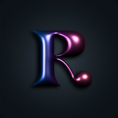 Glossy Typographic Symbol in Trendy Style with 3d and Metallic Gradient. Vector R Letter Illustration for Logos, Icons and Text Design