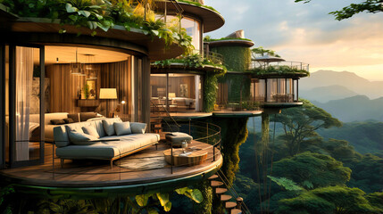 One of the most luxurious hotels in the world, set up in the jungle - obrazy, fototapety, plakaty