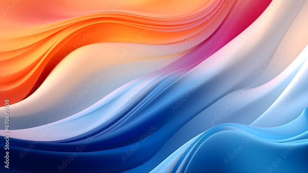 Canvas Prints abstract colorful gradient translucent wave background. modern glossy translucent orange blue fluid 