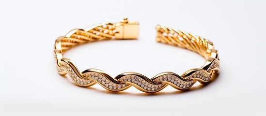 Fototapeta premium A white background isolates a bracelet made of gold
