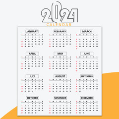 calendar 2024 week start Sunday corporate design planner template, Simple planner design template 2024, background design