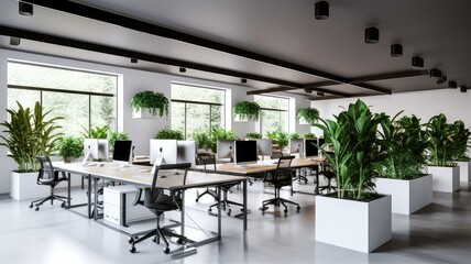 Fototapeta na wymiar Inspiring office interior design Minimalist style Corporate Office featuring Simplicity architecture. Generative AI AIG 31.