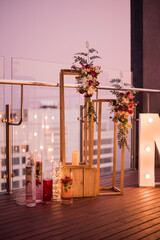 Proposal flower decorations with wooden frames