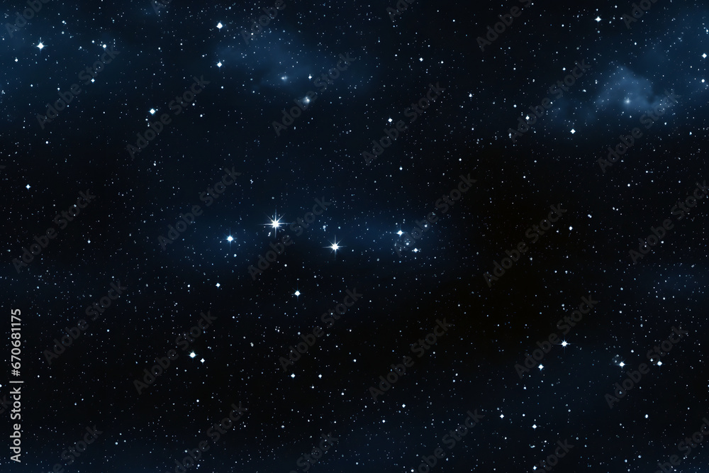 Wall mural seamless texture and full-frame background of starry night sky and outer space. neural network gener