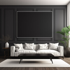 Home mockup, living room in modern style, 3d render. AI generated.