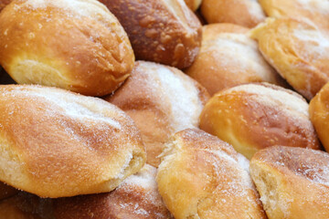 Sweet buns close up, a traditional dessert. Bakery products 