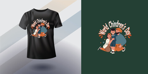 World Children's day. Vector illustration T-shirt texture background apparel. 