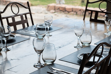 Table set for wine tasting