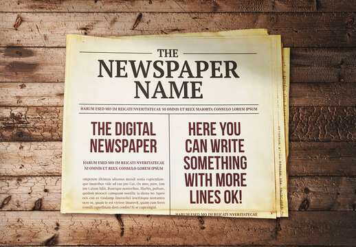 Newspaper with Editable Cover Text and Mockup 02