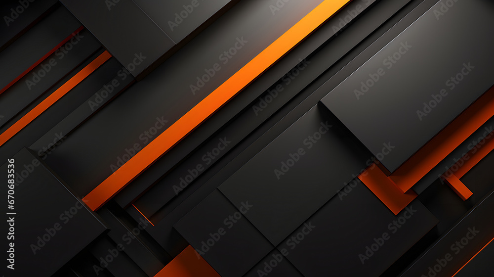 Wall mural abstract background design of black and orange panels forming mosaic geometric pattern. neural netwo