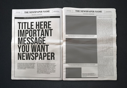 Newspaper with Editable Content Text and Mockup