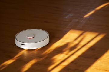 Smart Home Cleaning and housekeeping. Robotic vacuum cleaner. Sustainable housework and technology...