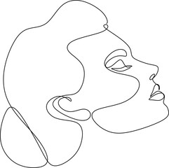 Continuous line drawing of Portrait of a Beautiful Woman's face. The Concept of Skin Beauty Care for young female models. Fashion beauty model with a white background. Vector