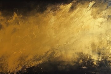 Elegant Abstract Acrylic Painting:on Dark Background with Gold Brush Strokes.