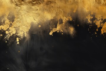 Elegant Abstract Acrylic Painting:on Dark Background with Gold Brush Strokes.