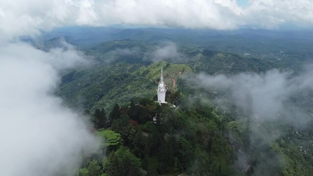 "Captivating Aerial Views of Ambuluwawa Tower: Sri Lanka's Stunning Architectural Gem from Above"