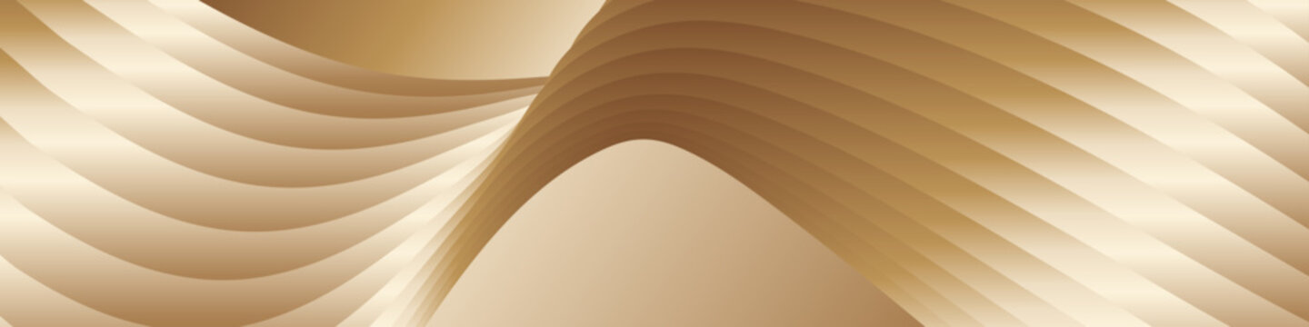 Wavy golden parallel gradient lines, ribbons, silk. Golden with shades of yellow background, banner, poster. eps vector