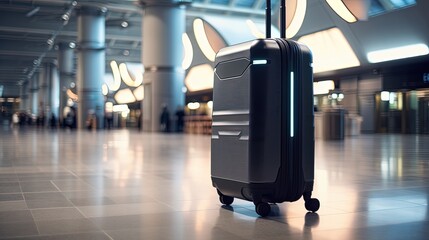Futuristic smart carry-on at the airport