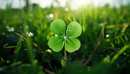 Tuinposter lucky clover with 4 leaves © PGS