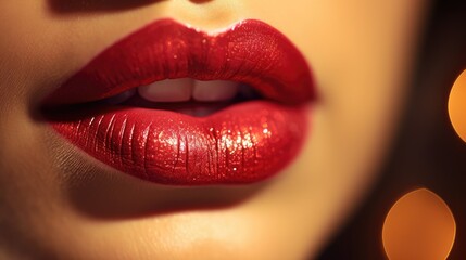 Obraz premium A captivating close-up shot of a lipstick being applied 