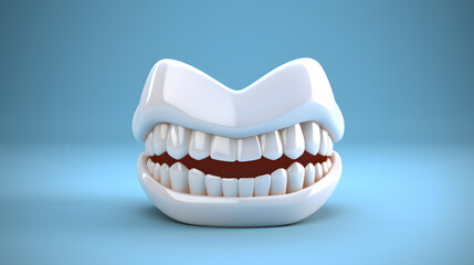 Obraz premium 3D Rendered Model of Human Teeth on a Blue Background.