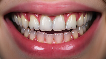 Obraz premium Closeup Macro of Healthy Human Teeth and Gums in Open Mouth