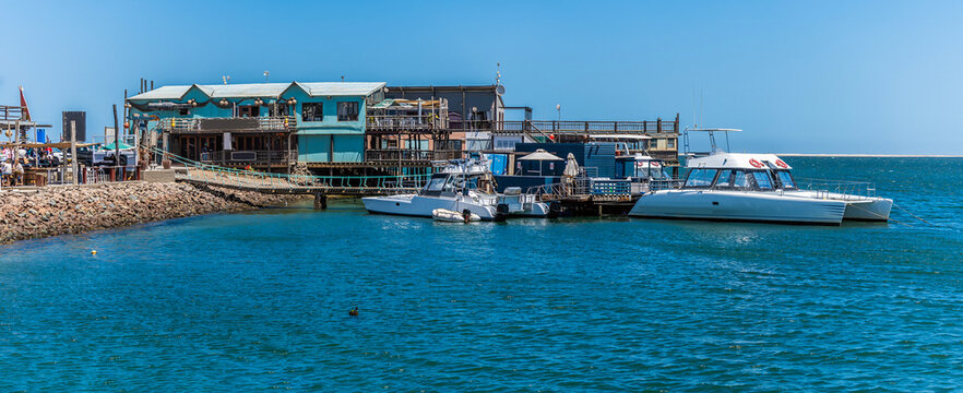A view towards the waterfront in Walvis Bay, Namibia in the dry season