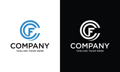 monogram initials letter logo concept. CF icon design. F C elegant and Professional white color letter icon - obrazy, fototapety, plakaty