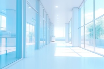 Nice modern interior of new luxury hospital, bright colors.  Generative Ai.