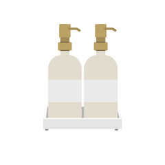 Set of bottles for bathroom. Hand soap vector illustrations. Bottles for hand soap icon. Two dispenser for hand soap. 