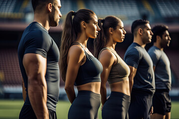 Summer Sports and Fitness: Diverse Group of Young Adults, Men, and Women, Sharing Joy and Friendship in Outdoor Workouts