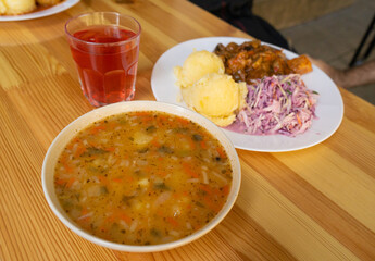 Vegetable Soup, Solyanka with Vegetables and Cereals, Soljanka, Saltwort with Rice, Cabbage, Tomatoes