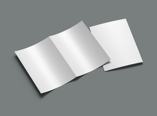 Blank A4 Half Sheet Fold brochure 3d render to present your design.