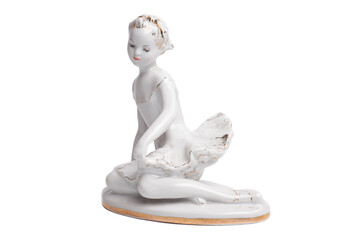 porcelain figurine of a little ballerina isolated on white © yurchello108